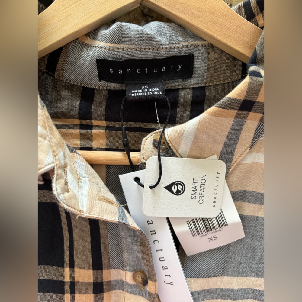 NWT Sanctuary Plaid Boyfriend Tunic - Size XS - Picture 8 of 9